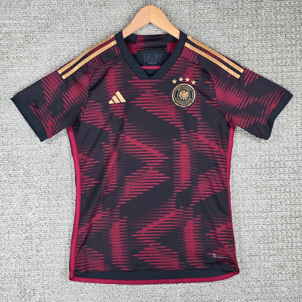 Adidas Germany 2022 2023 2024 Away Jersey Mens Medium Black Red Soccer Shirt Kit